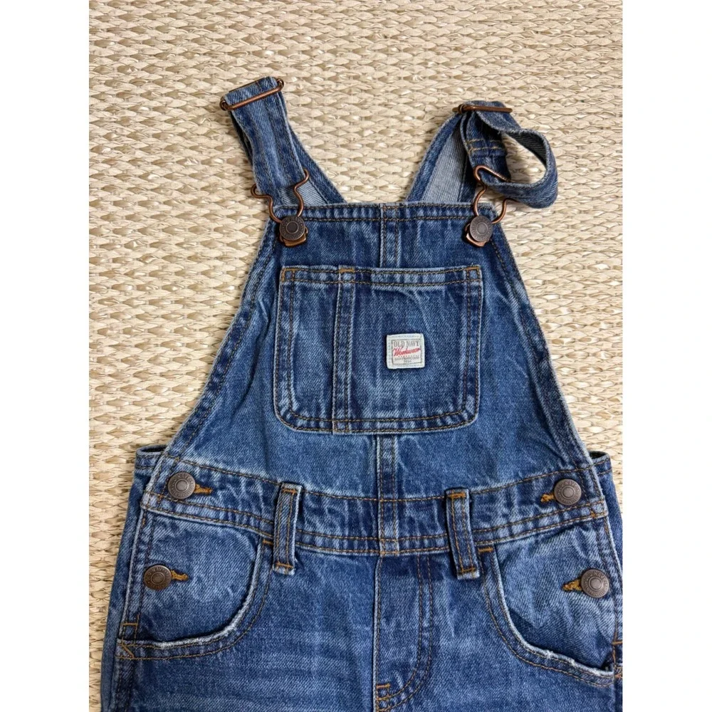 Vintage Old Navy Workwear Denim Overalls jean Y2K Blue 4T Bib Dungarees
